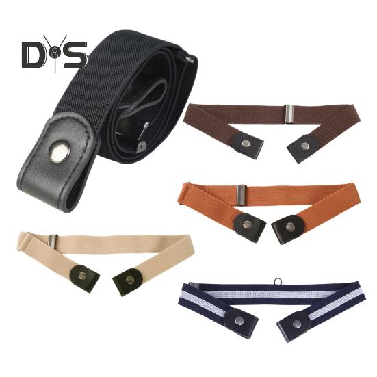 Canvas Lazy Belt Elastic Rubber Band Visible Snap Button Adjustable Slide Buckle Waistband Jeans Pants Accessories