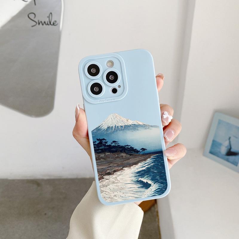 Ukiyoe Sea Wave Water Splash Phone Case For iPhone 14 13 12 11 Pro Max 14 Plus X XS XR 7 8 Plus SE 2020 Soft Silicone Back Cover