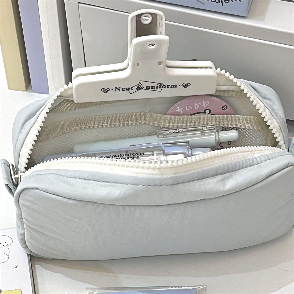 Square Pencil Case High Aesthetic Value Large Capacity Solid Color Stationery Bag Pencil Case for Students