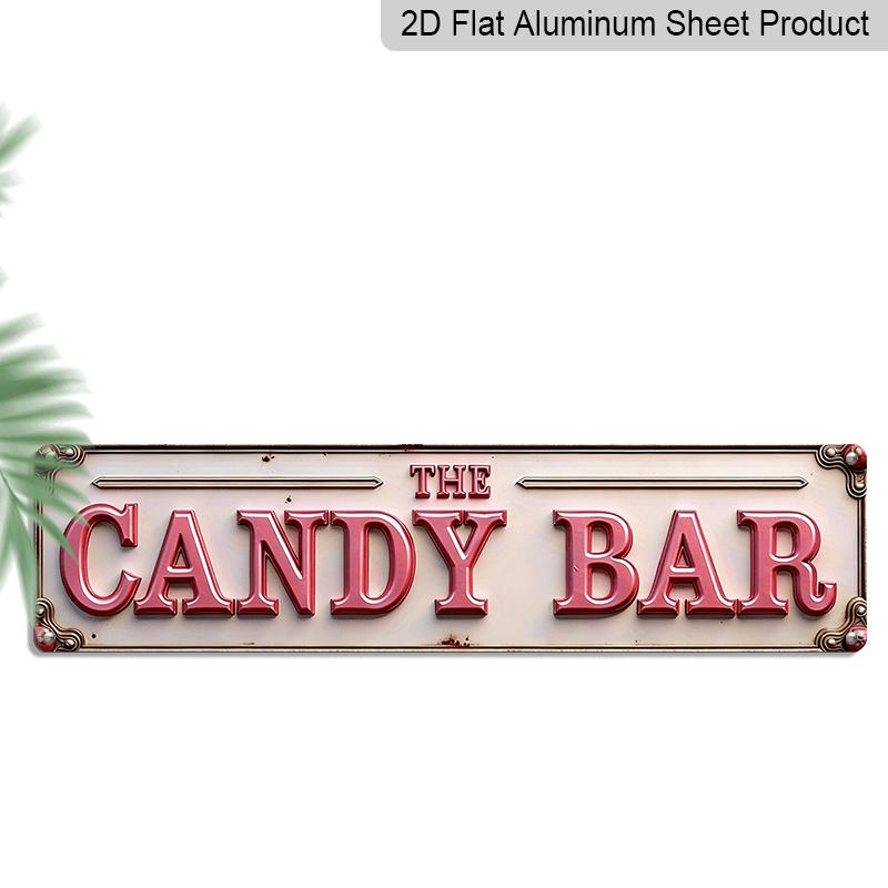 

2D Flat, Decorative Signs & Plaques, 1pc Vintage THE CANDY BAR Metal Wall Decor - Bold Letters on Metallic Finish, Heavy-Duty Aluminum Sign for 40cm x 10cm