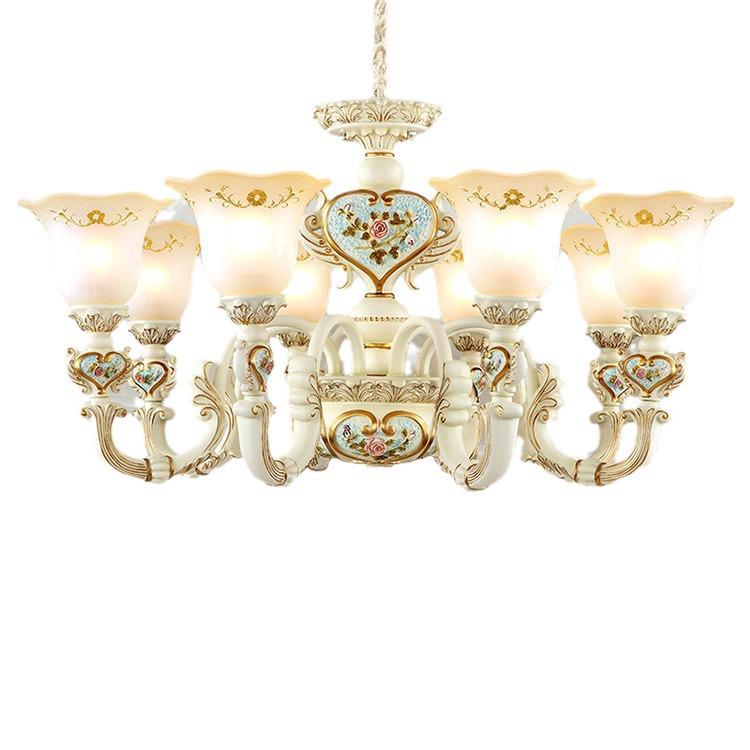 European Retro Resin Chandelier for Living Room, Restaurant, or Bedroom - Warm Atmosphere and Unique Style