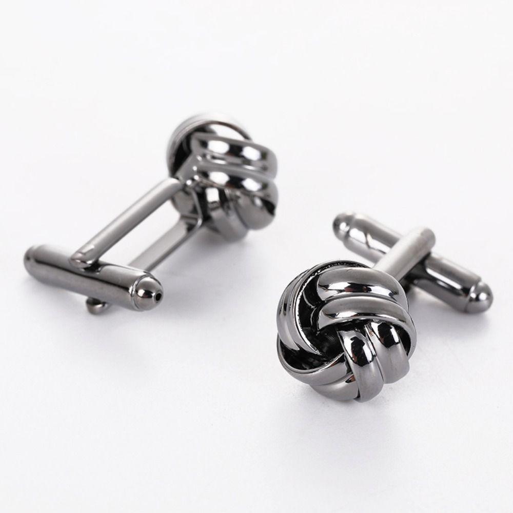 Alloy Alloy Cufflinks Gold Silver Black Shirt Suit Cuff Links Elegant Style Knot  Men