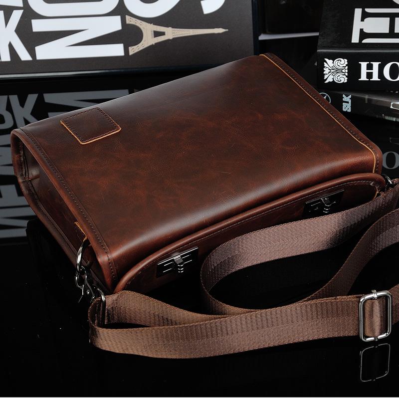 The New Korean Version of The Men's Crazy Horse Leather Shoulder Bag Leisure Travel Retro Large-capacity Men's Bag Shoulder Crossbody Bags