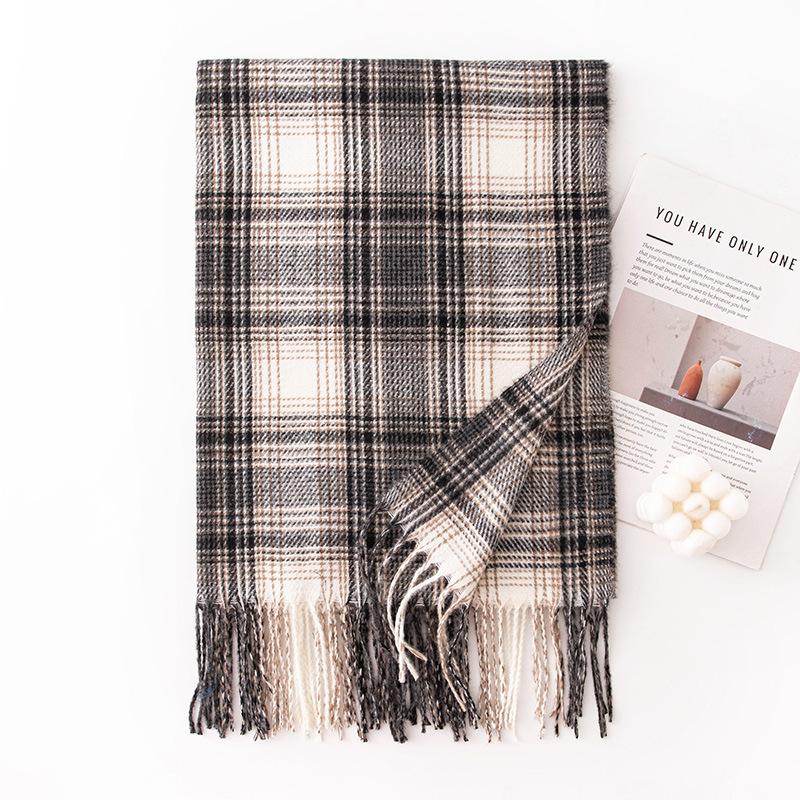 Sanfter Farbverlauf Kleiner Karoschal High-End Mädchen Winterschal für Paare Studentenschal Warmer Verdickter Schal Schal