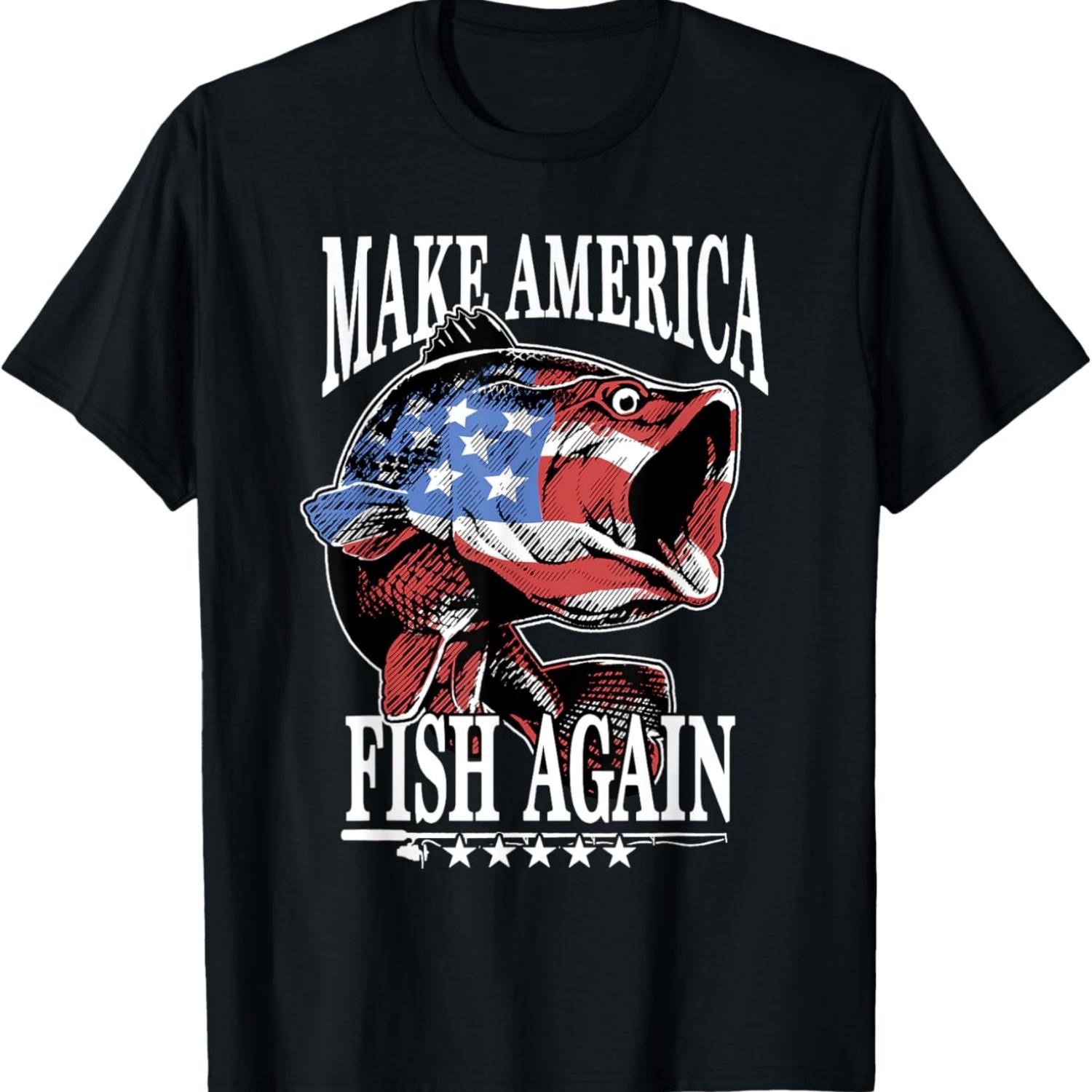 

Рыбалка на 4 июля Сделайте Америку снова рыбацкой Футболка рыбака США XXXXXL чёрный