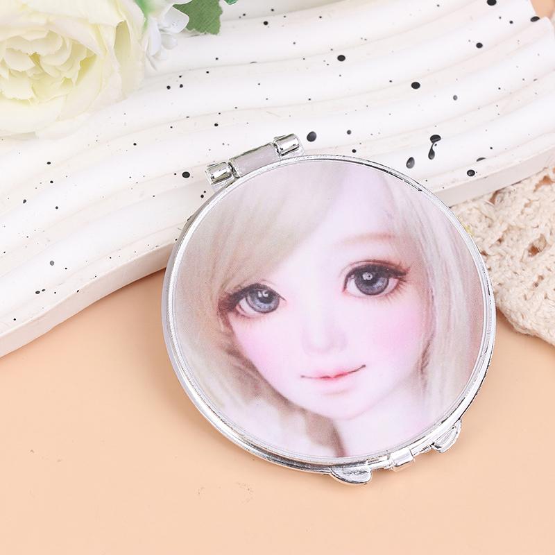 3D Image Cute Doll Mini Pocket Mirror Small Portable Mirror Double-Sided Plastic Makeup Mirror Flip Makeup Mirror