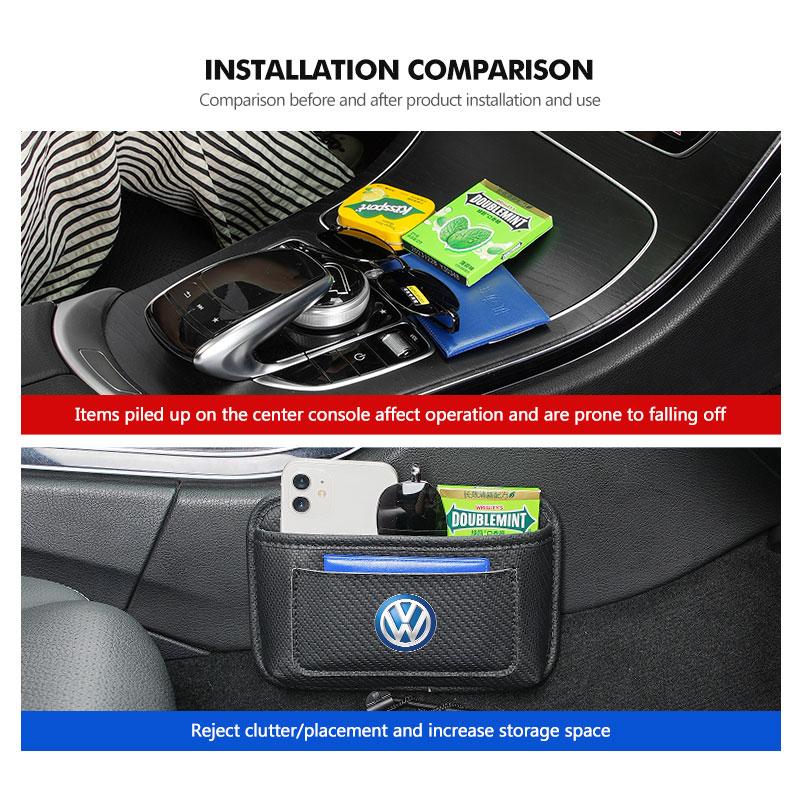 RUN1 For Volkswagen VW Car Storage Pocket Seat Back Side Door Hanging Bag Card Purse Polo Jetta Sagitar Magotan Passat B5 B6 B7 CC