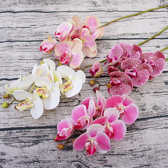 1Pc 6Heads Artificial Butterfly Orchid Silk Flower Home Wedding Party Decor