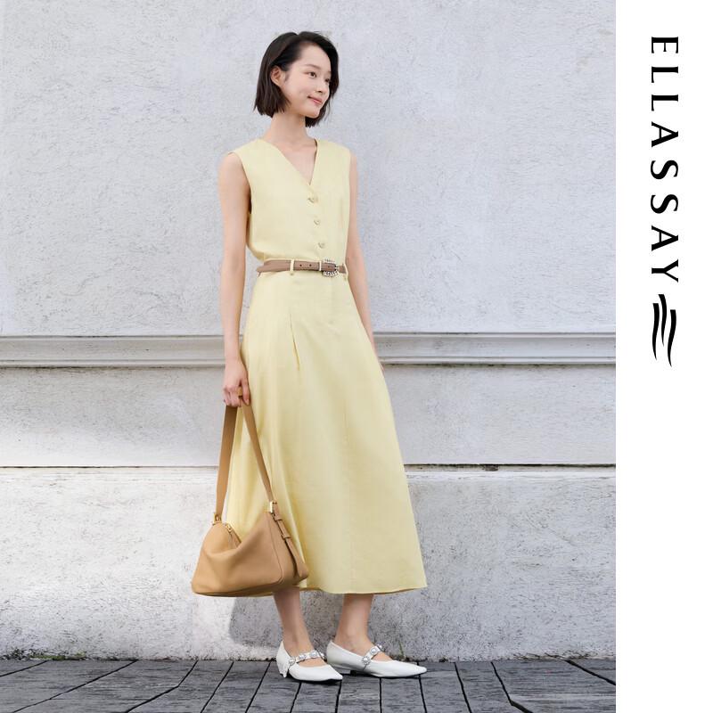 ELLASSAY Women's Lyocell V-Neck Pleated Midi Dress