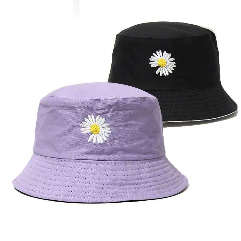 Unisex Zweiseitiger Gänseblümchenhut Mit Kurzer Krempe Baumwoll-Polyester Sonnenschutzmütze Outdoor Reisen Strand
