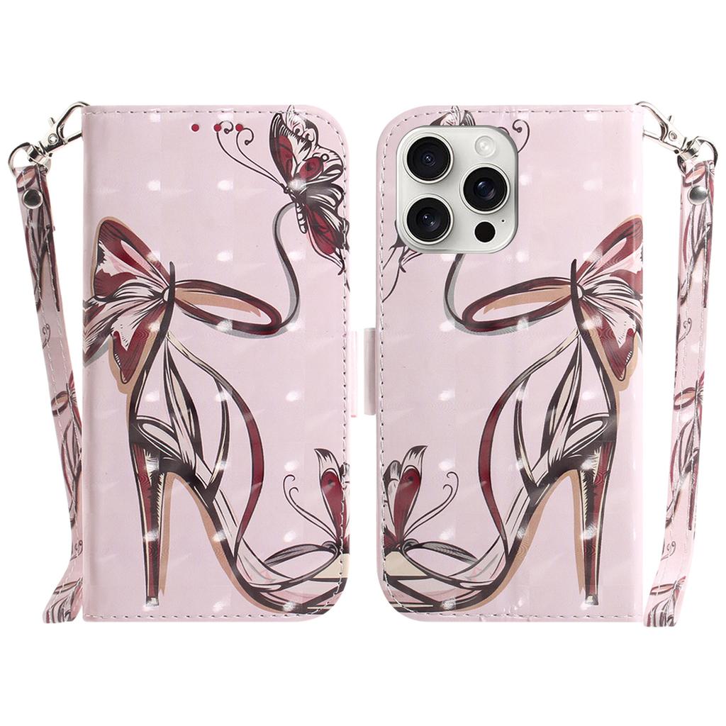 For iPhone 16 Pro Wallet Case 3D Pattern Print Leather Phone Cover