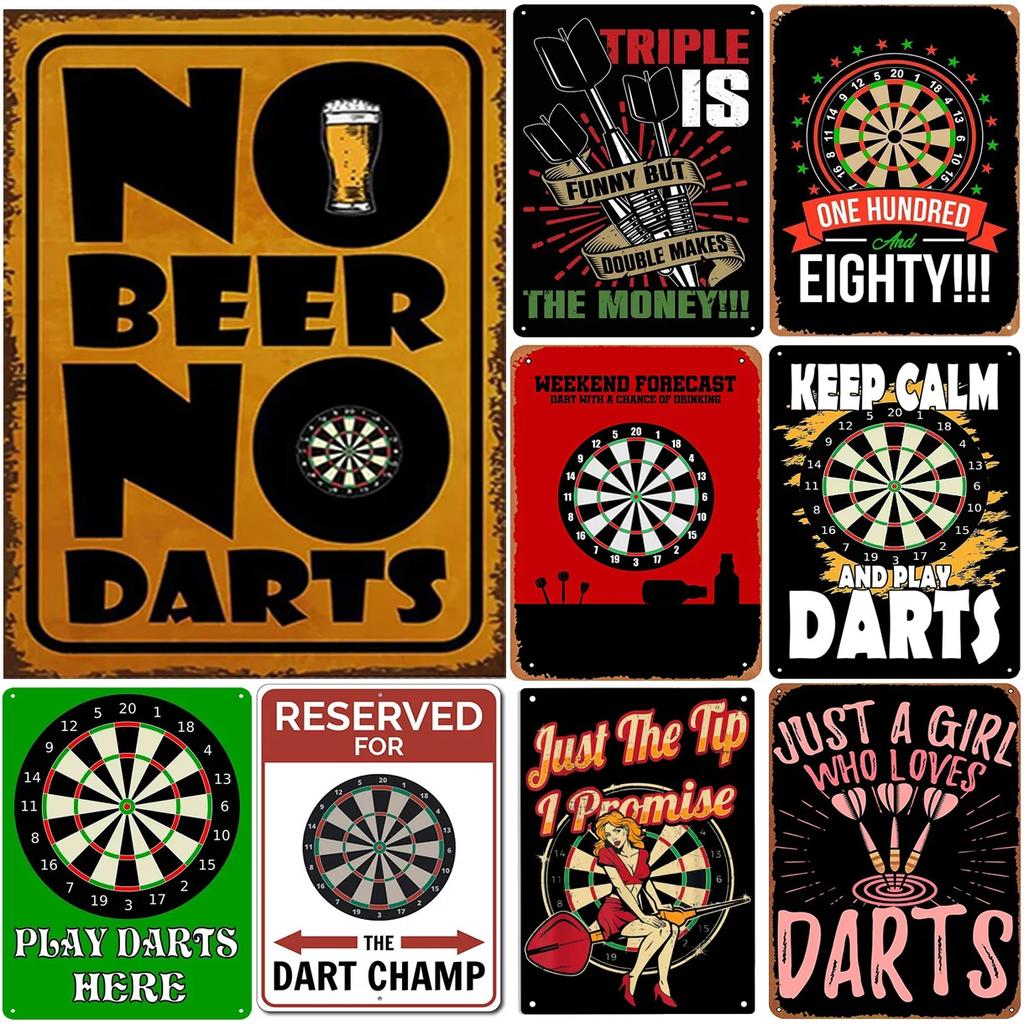 No Beer No Darts Plaque Metal Tin Signs Wall Art Decoration Vintage Posters Iron Painting for Man Cave Home Cafe Garden Club