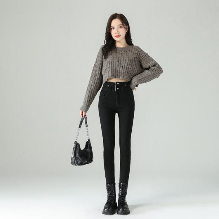 Autumn Winter Women Jeans Plus Size Velvet Stretch Pencil Pants