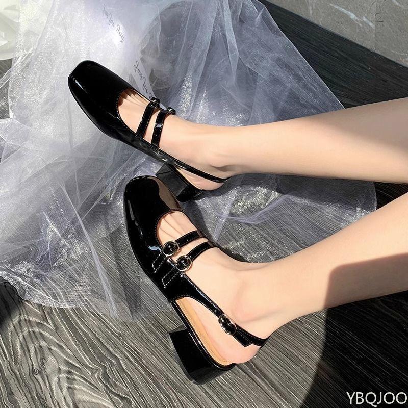 Ladies' Single Shoe Retro French Sweet Wine Red Design Sense Commuting Thick Heel Mary Zhen Fang Follow-up Shoes Zapatos Mujer