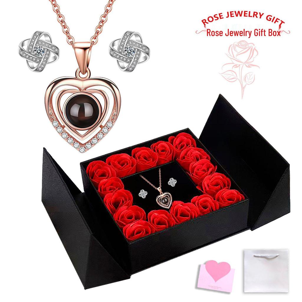 Naszyjnik Projekcyjny Ozon Podwójne Serce: Elegancki Wisiorek z napisem 'Kocham Cię' w 100 Językach