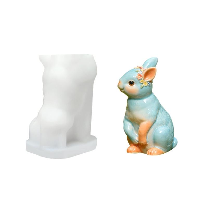 Food Grade Silicone Easters Sitting Rabbits Mould For Candle Making Home Decoration Craft Art