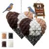 2PCS Refillable Bird House Fiber Fillers In Heart Style Metal Hangers For Lawn And Garden