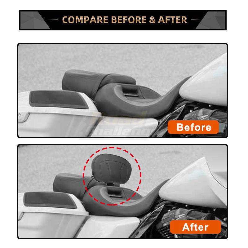 Cushion Motorcycle Leather Driver Rider Backrest Seat Back Rest For Harley Touring CVO Electra Road Street Glide Road King 09-22