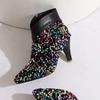 Fashion New Silver Sequin 8cm High-heeled Short Boots European American Autumn Winter Fashionable Elegant Women Ankle Boots Size 34-47