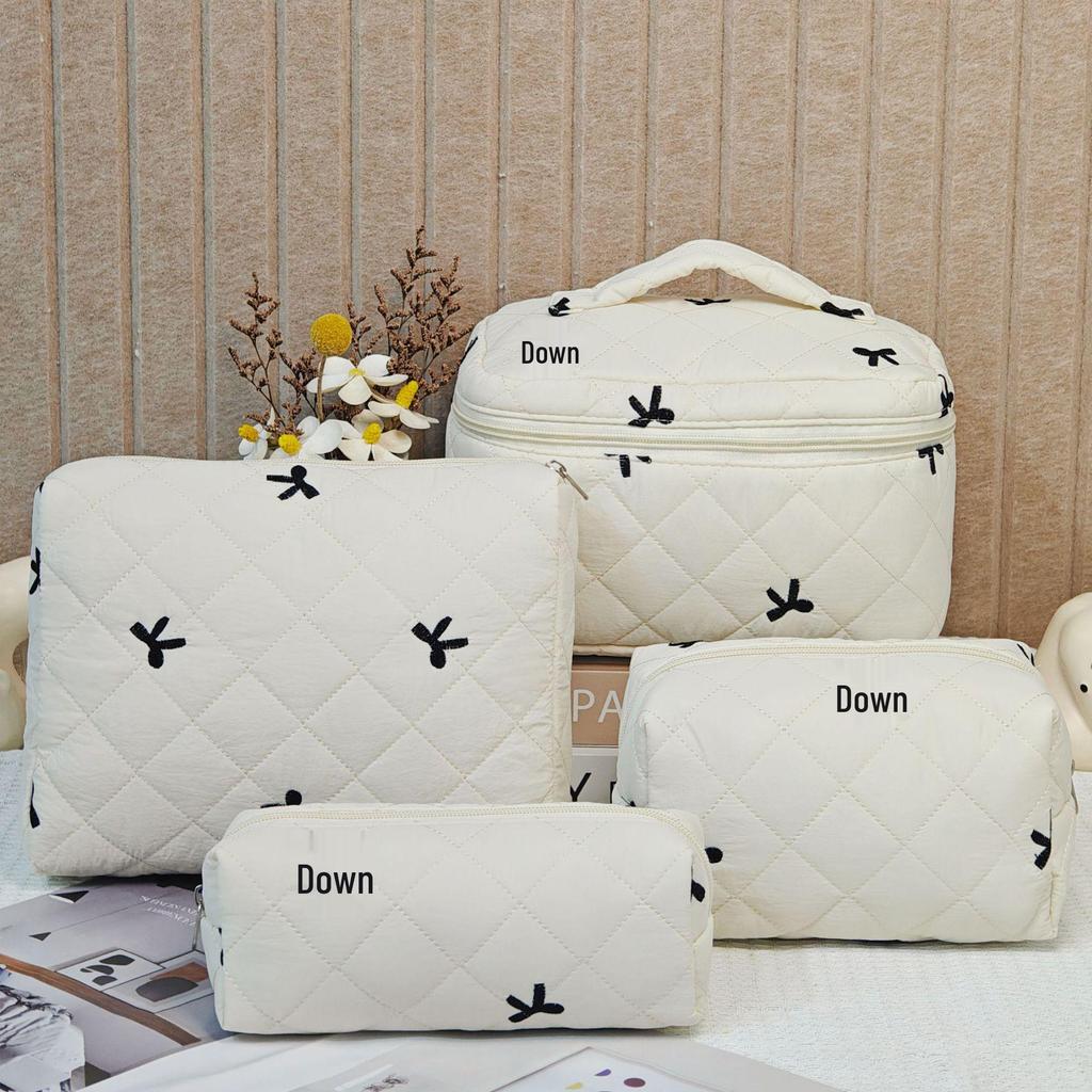 Large Quilted Cotton Handbag: Multipurpose Makeup, Toiletry & Electronics Organizer