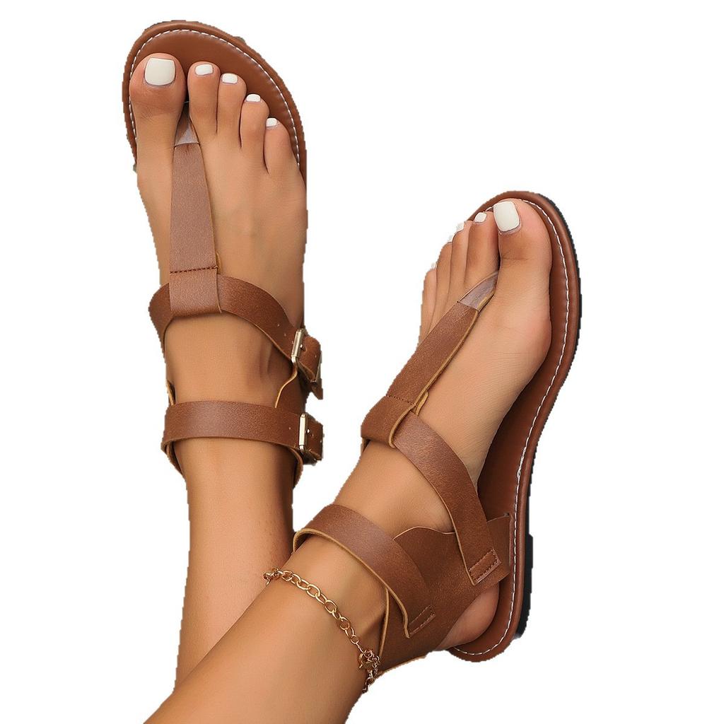 Europe, America 20252025 New Low-heeled Toe Roman Women's Shoes Fashionable and Comfortable Flat Bottom Middle Help