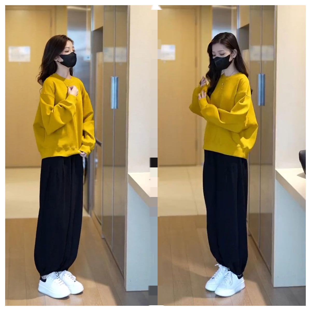 

Women s Casual Sweater Suit - Loose & Fashionable Spring/Autumn Street Style Two-Piece Triple Extra Large жовтий