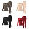 Round Neck Thermal Clothes Set Lingerie Warmth Long Underwear Women Thermal Underwear  Undershirt
