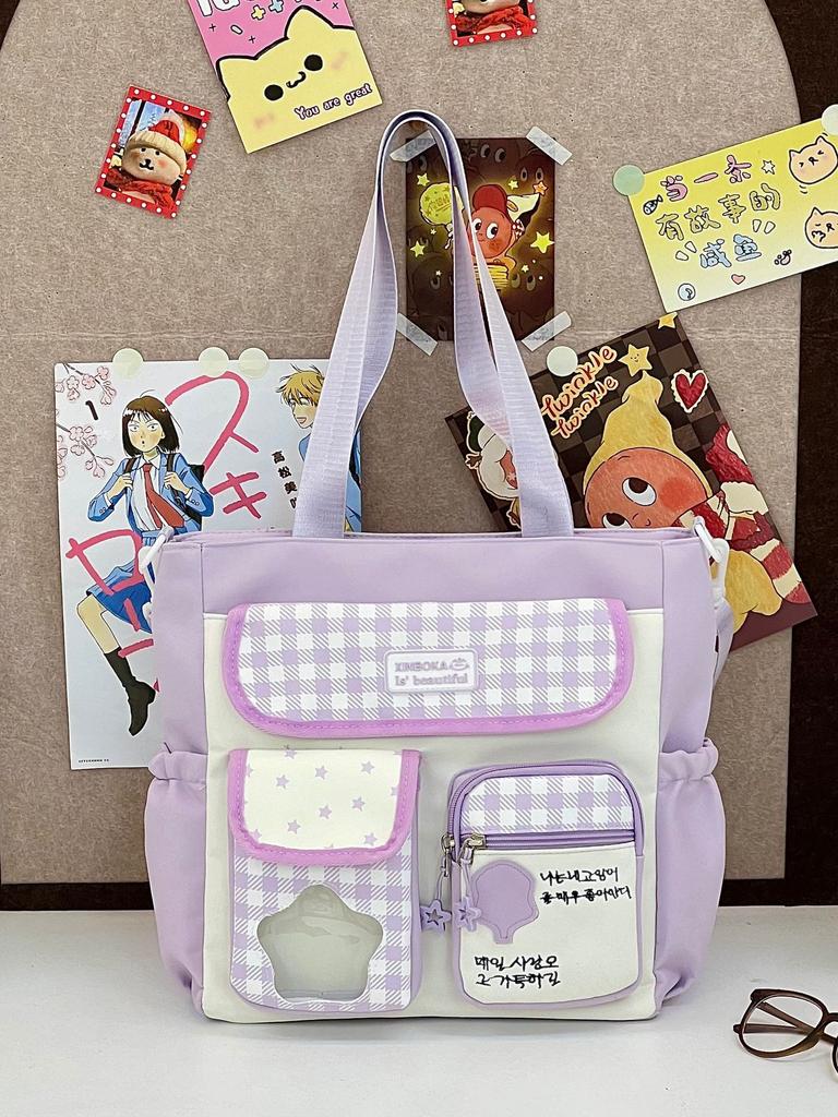 Borsa a Zaino Ulzzang Dolce e Carina Esposizione Fumetti Borsa a Spalla Uniforme JK per Pendolarismo e Uscite Borsa a Tracolla Donna Y2K