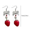 Elegant Fruit Charm Earrings Bowknot Strawberry Ear Pendants Unique Accessory