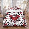 Love Roses Print 3Pcs Bedding Setduvet Cover With 2 Bedropillowcase Home Birthday Gift