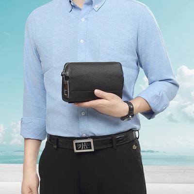 Men's Anti-theft Bag Genuine Leather Fingerprint Lock Top Layer Cowhide Clutch Bag Advanced Sense Multi-functional Men's Clutch Bag