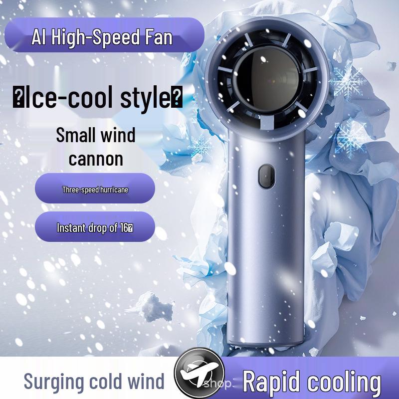 USB Rechargeable Mini Turbo Handheld Cooling Fan with Portable Ice Pack