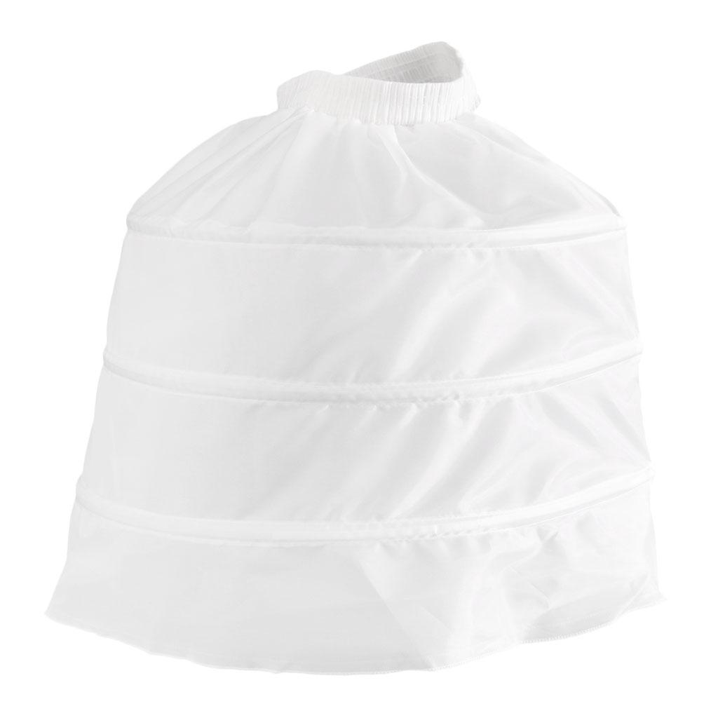 Women Hoop Skirt Petticoat Bustle 1 Layer Tulle Steel Bones White Length 50cm