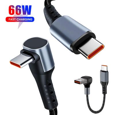 90° abgewinkeltes USB Typ-C-Kabel 66W 6A Typ-C auf Typ-C Schnelllade-Datenkabel Für iPhone15 0,25M/0,5M Kurzes Powerbank-Kabel Typ C