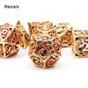 7 Pcs Golden Red Dragon Metal Dice Hollow Metal Polyhedral Dice Set Suitable for Role-Playing RPG  Board Game Card Game