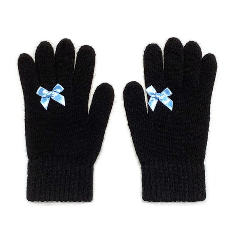 OTHER-worldly Ribbon Wool Gloves [Blue Ribbon]