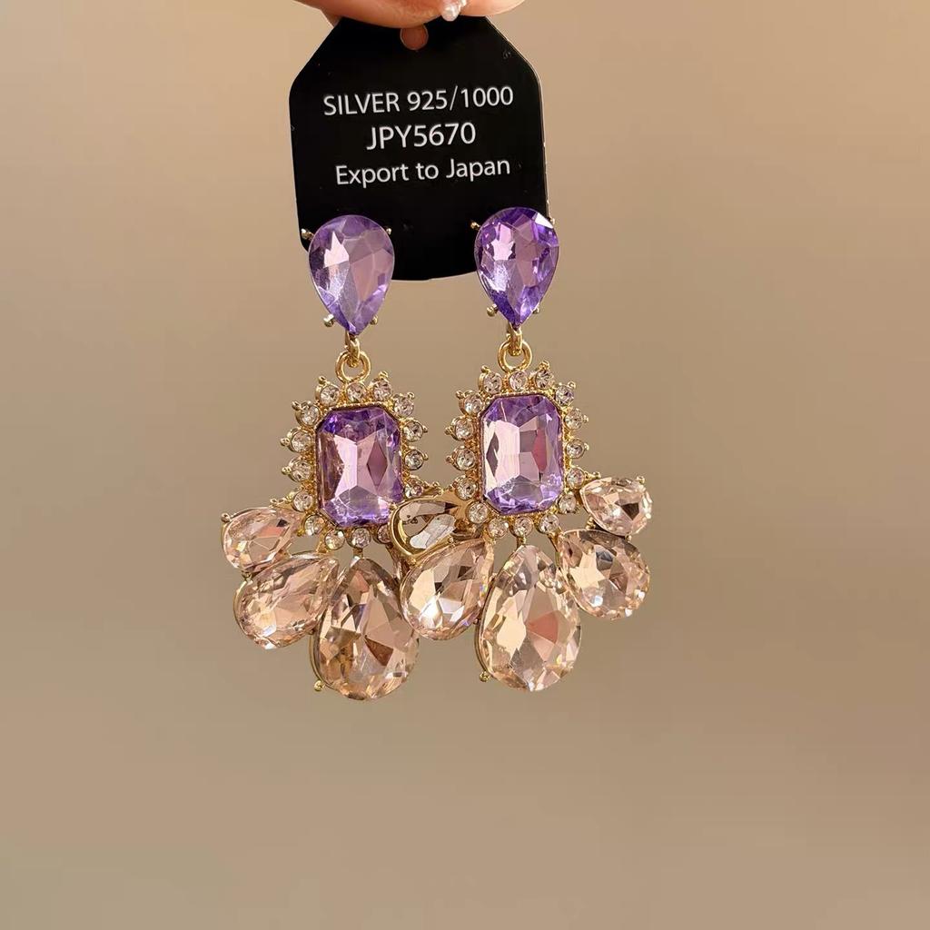 Purple Big Earrings, New Popular High-end Temperament Earrings, Niche Unique Exaggerated Banquet Earrings for Women