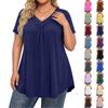 Modische Damen Übergröße Lässige Lockere Kurzarm Elegante V-Ausschnitt Bluse Für die Arbeit