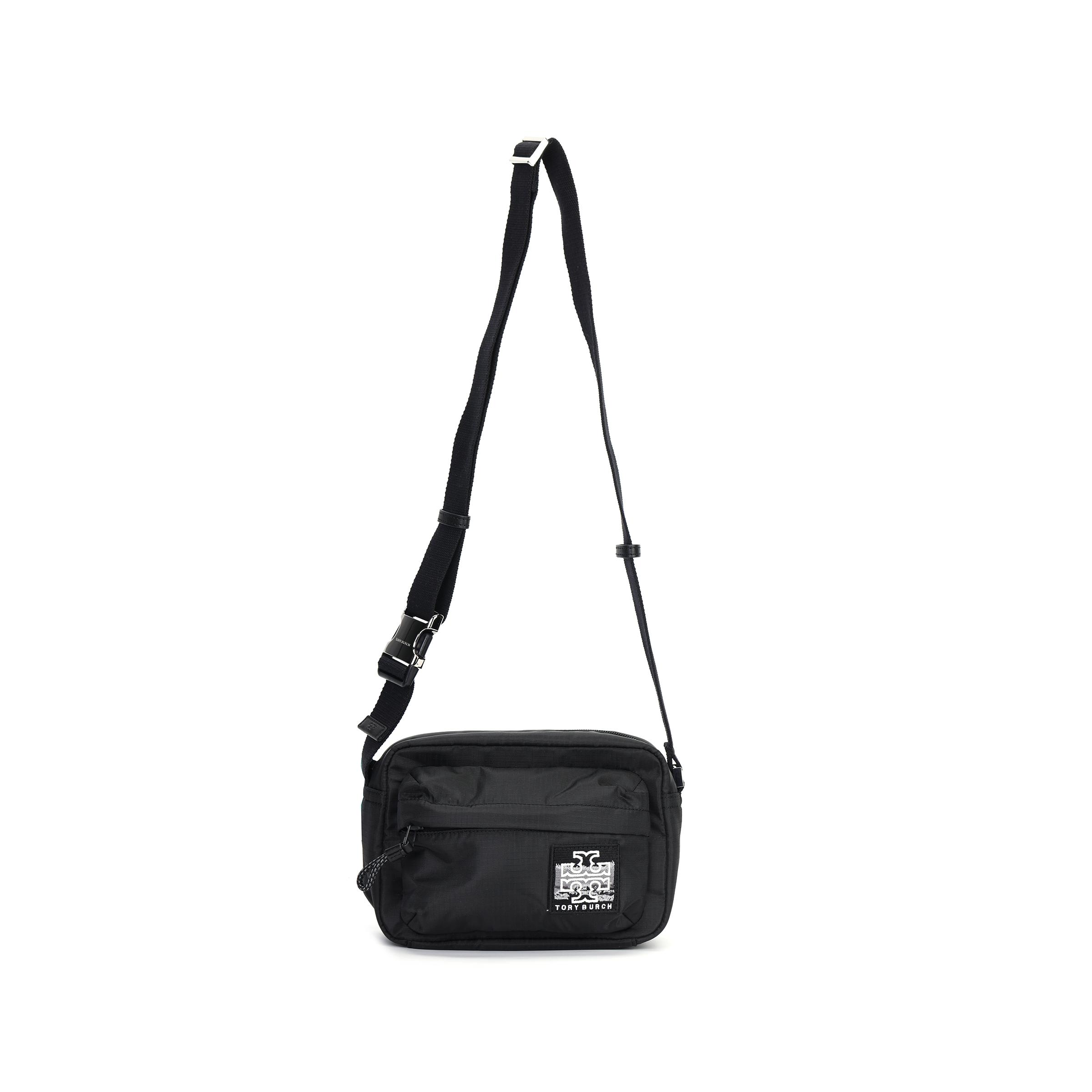 

Tory Burch Ripstop Embroidered Logo Patch Top Zip Closure Fabric Shoulder Crossbody Bag Women Bags Black 136873-001 Basic Set (Bag+Dust Bag)