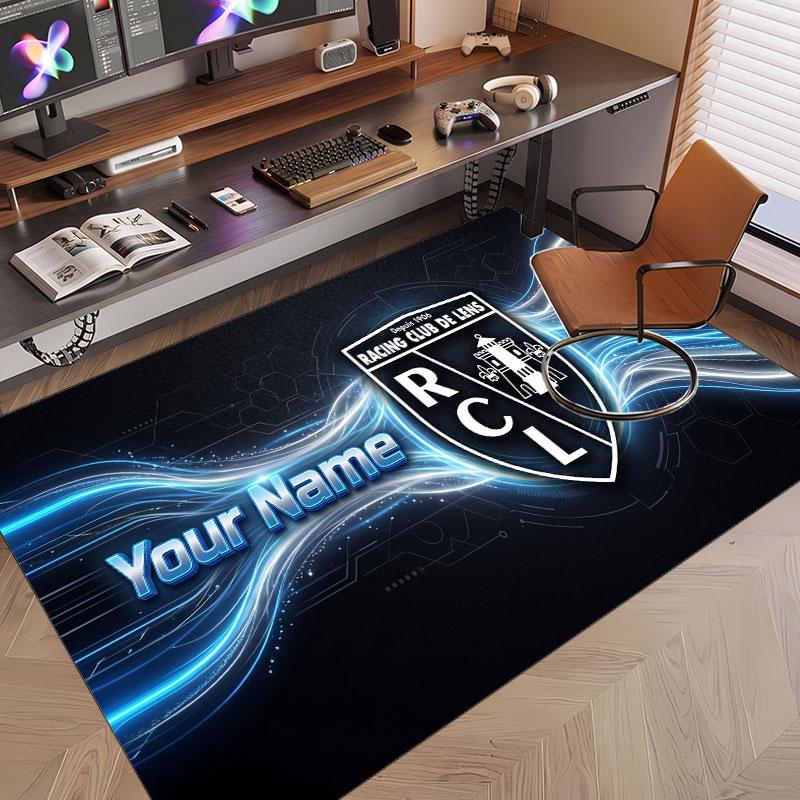 Custom Rug racing club de lens Pattern Print Name Text Soft Non‑Slip Floor Carpet for Home Indoor Decoration
