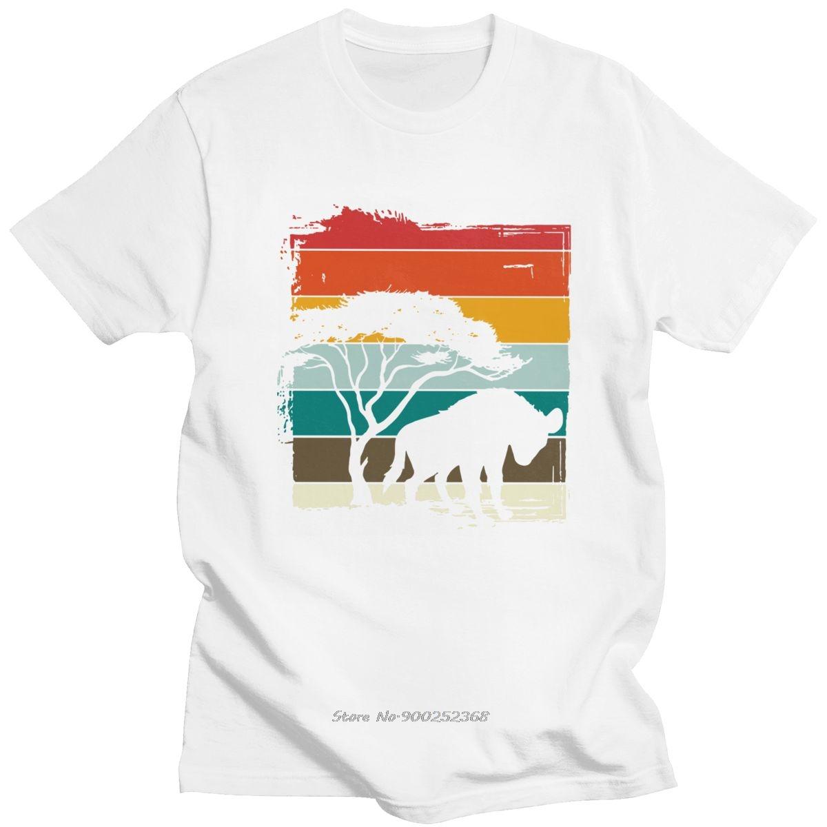 Винтажные Футболки с Гиенами Мужские с Коротким Рукавом Повседневные Сафари Африка Дикая Природа Природа Пушистое Животное Футболка Чистый Хлопок Футболка S