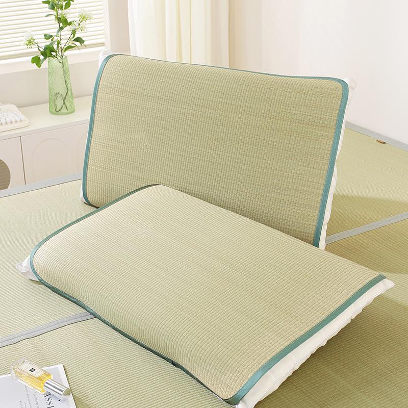 Breathable Summer Orchid Grass Pillow with Pillowcase - Natural Rush Mat for Adults
