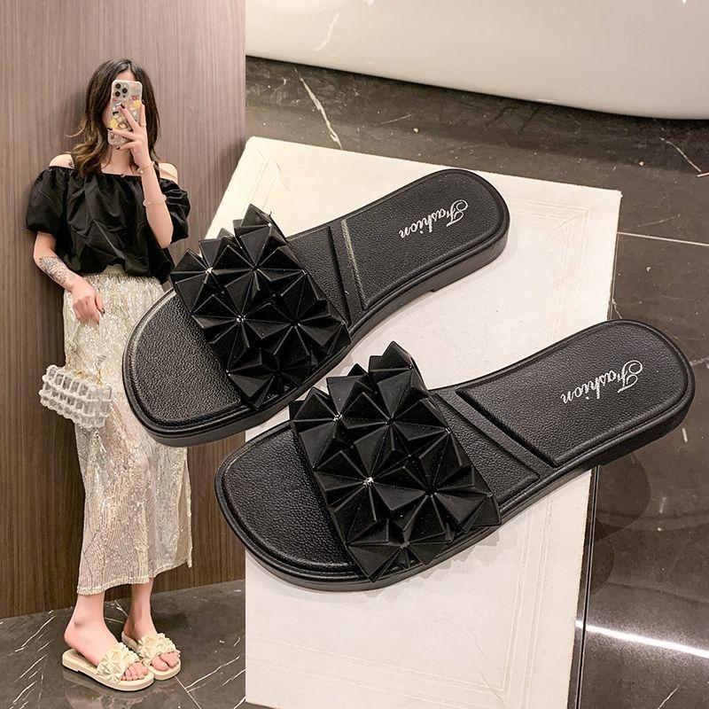 Super soft and ultra-clear women's one-word drag 2025 new ins heightened thick-bottomed non-slip and deodorant slippers