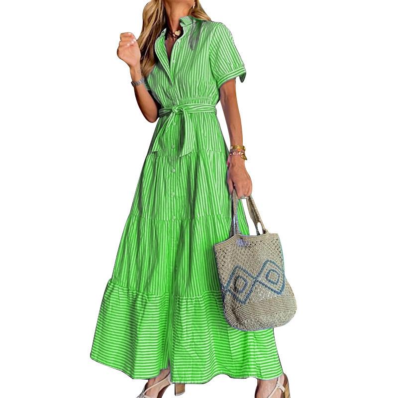 women s clothing, popular printed fashionable loose dress S зелёный