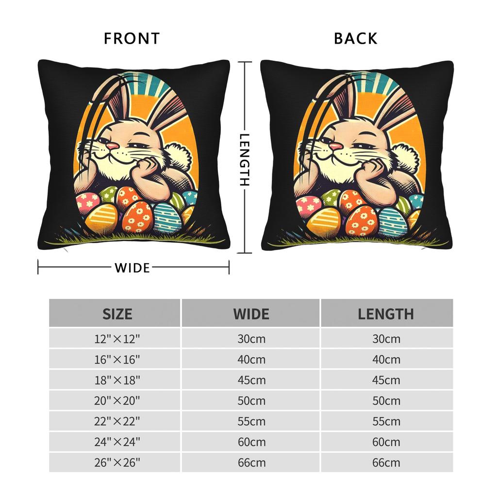 Funny Easter Cats Ears Bunny Eggs Pillow Cover Novelty Pillow Case For Office Car Home Decor Graphic Cushion Cover Birthday