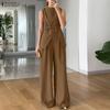 ZANZEA Women Sleeveless Vest Tops and Pants Casual Two Piece Suit Sets