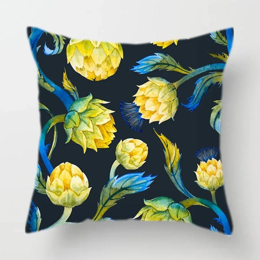 Dielian floral print pillowcase home room decoration office chair living room sofa cushion cover 45x45cm peach skin pillowcase