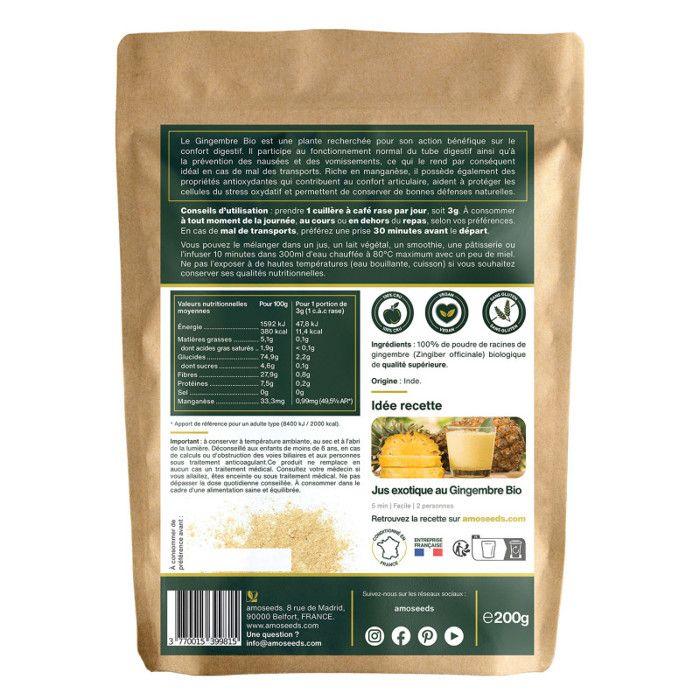 Gingembre en poudre bio 200g - amoseeds