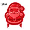 Kitchen Baking Supplies Christmas Cookie Cutter, Push Type Integrated Mold, Plastic Biscuit Cutters Clay Decorating Tool for Holiday Santa Claus Press