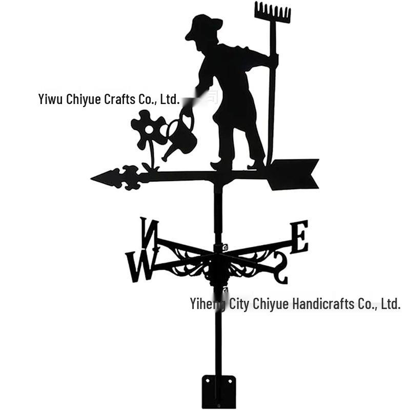 Weather Vane Ornament: Outdoor Wrought Iron Spray-Painted Roof Decoration Metal Craft